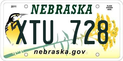 NE license plate XTU728