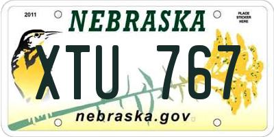 NE license plate XTU767