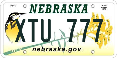 NE license plate XTU777