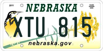 NE license plate XTU815