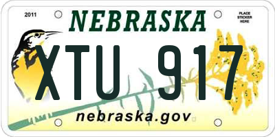 NE license plate XTU917