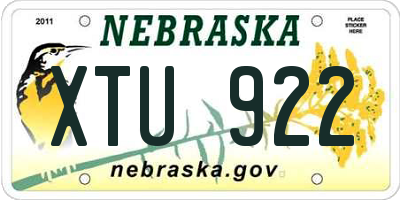 NE license plate XTU922