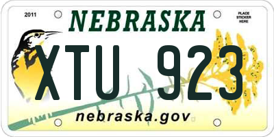 NE license plate XTU923