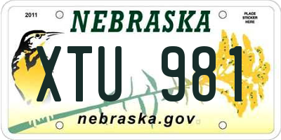 NE license plate XTU981