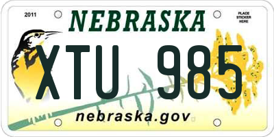 NE license plate XTU985