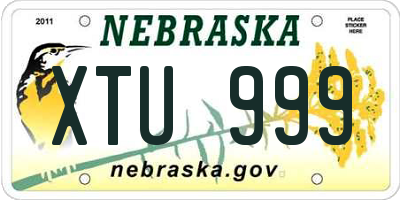 NE license plate XTU999