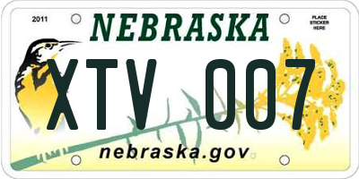 NE license plate XTV007