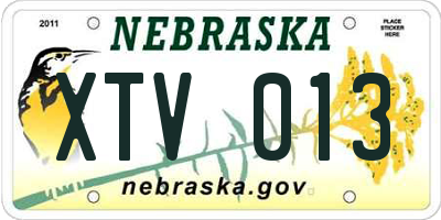 NE license plate XTV013