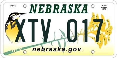 NE license plate XTV017