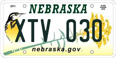 NE license plate XTV030