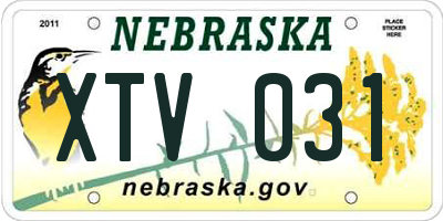 NE license plate XTV031