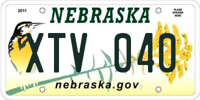 NE license plate XTV040