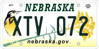 NE license plate XTV072