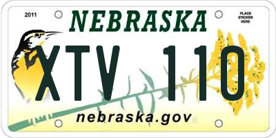 NE license plate XTV110