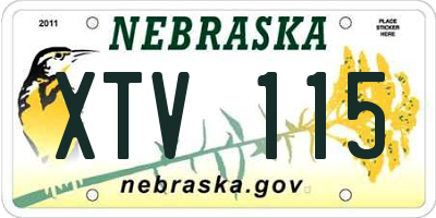 NE license plate XTV115