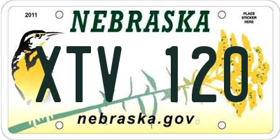 NE license plate XTV120