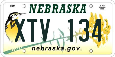NE license plate XTV134