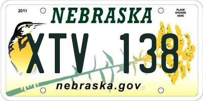 NE license plate XTV138