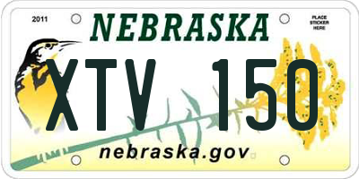 NE license plate XTV150