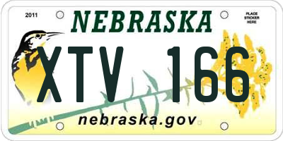NE license plate XTV166