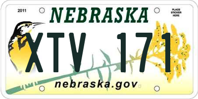 NE license plate XTV171