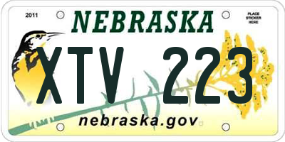 NE license plate XTV223
