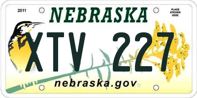 NE license plate XTV227