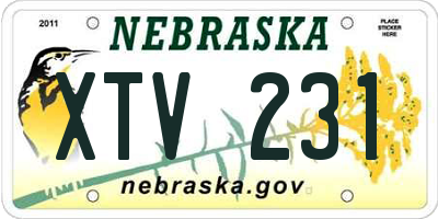 NE license plate XTV231