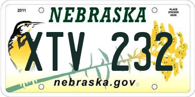 NE license plate XTV232