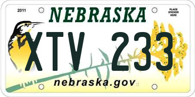 NE license plate XTV233
