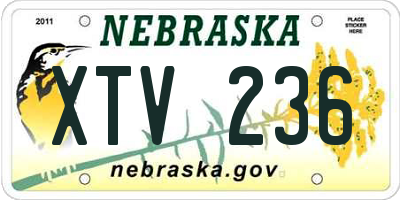 NE license plate XTV236