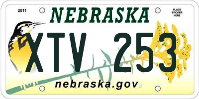 NE license plate XTV253