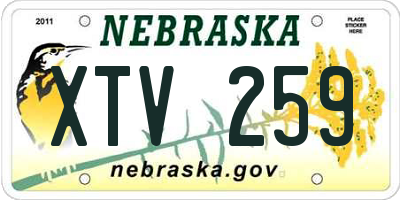 NE license plate XTV259