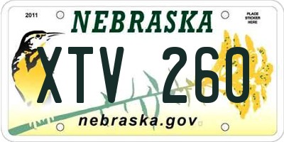 NE license plate XTV260