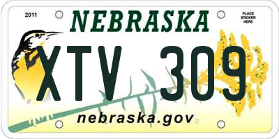 NE license plate XTV309