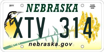 NE license plate XTV314