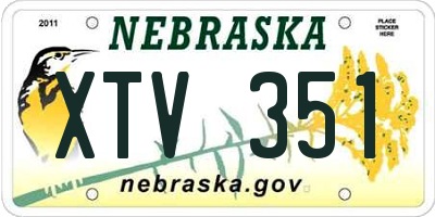 NE license plate XTV351