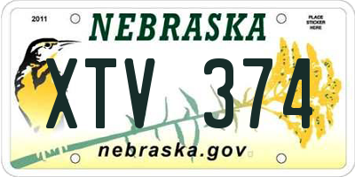 NE license plate XTV374