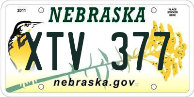 NE license plate XTV377