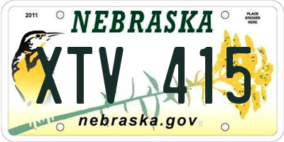 NE license plate XTV415