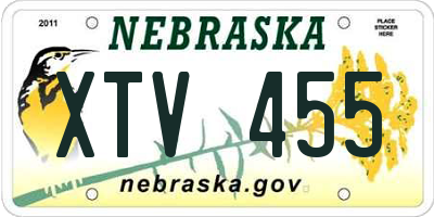 NE license plate XTV455