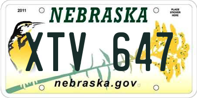 NE license plate XTV647