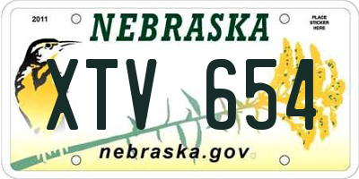 NE license plate XTV654