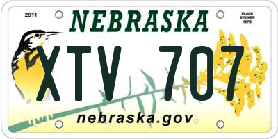 NE license plate XTV707