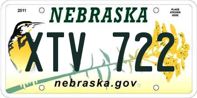 NE license plate XTV722