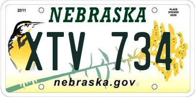 NE license plate XTV734