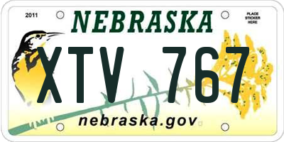 NE license plate XTV767