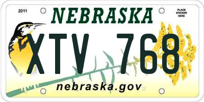 NE license plate XTV768
