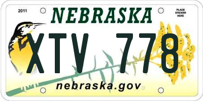 NE license plate XTV778