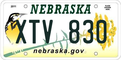 NE license plate XTV830